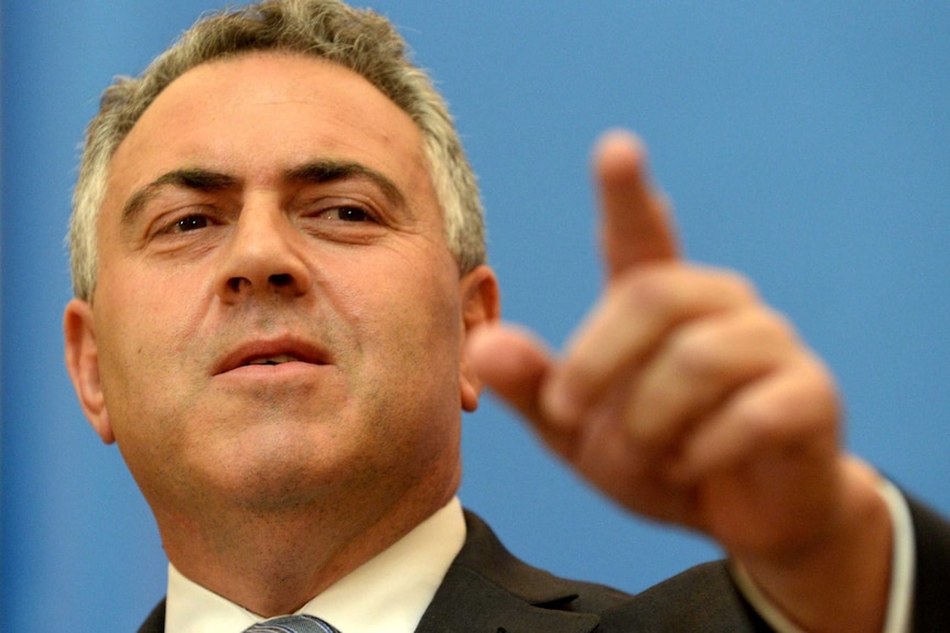 Joe Hockey speaks at press conference.