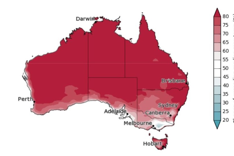 The February temperature outlook from the Bureau of Meteorology