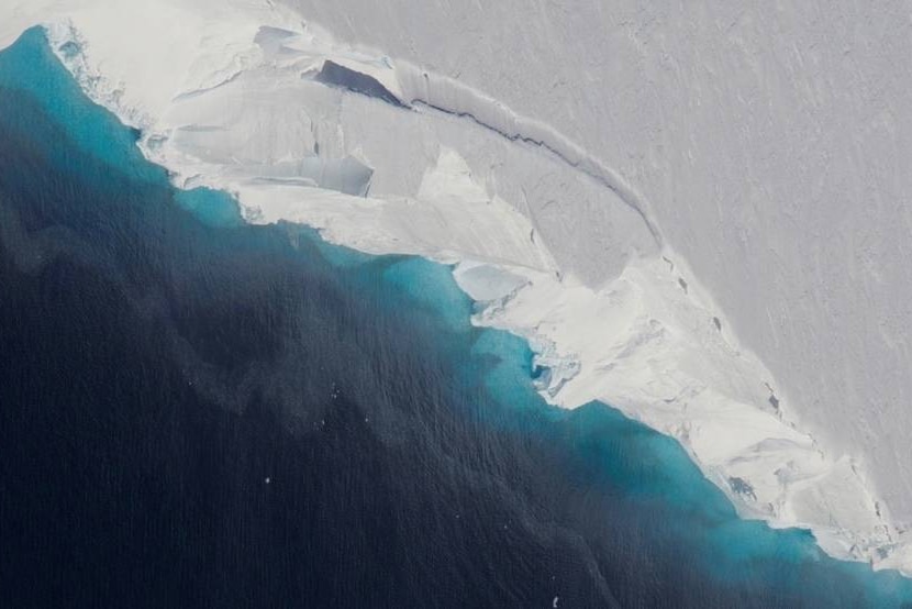 Aerial view of a glacier.