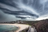 Dark clouds over a beach, Port Macquarie