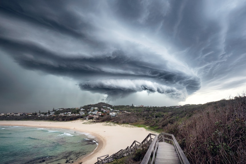 Dark clouds over a beach, Port Macquarie