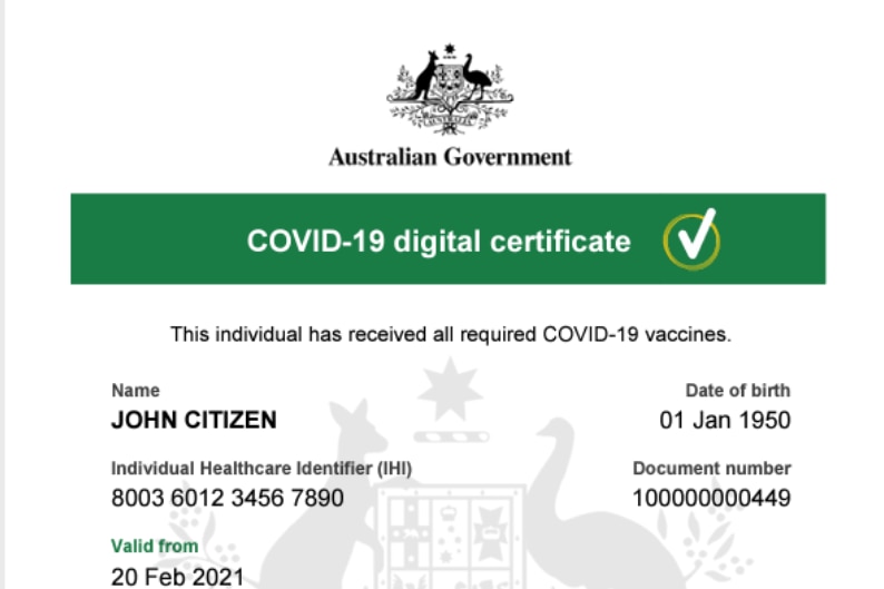 covid test travel certificate australia