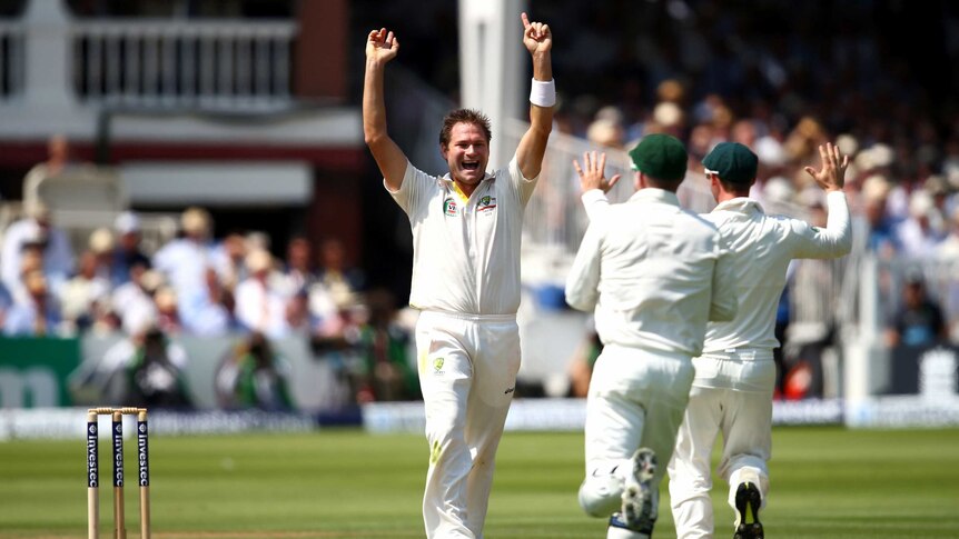 Ryan Harris celebrates wicket of Joe Root
