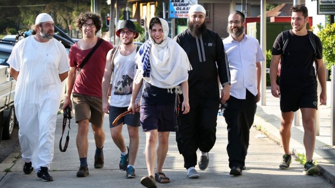 A Jewish teenager walks to a mosque in Lakemba in Sydney's south-west.