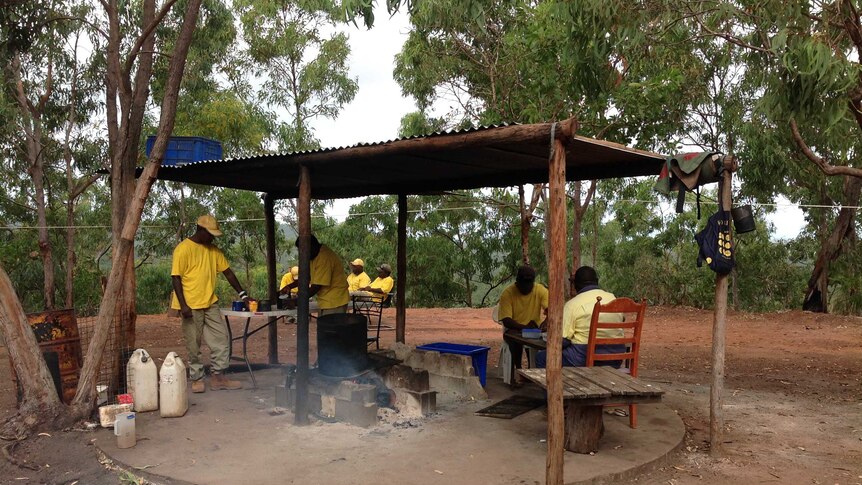 Prisoners who will help clean up the site after Garma 2014, under Ray Petrie's direction