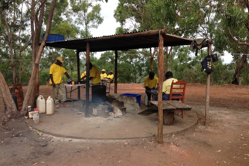 Prisoners who will help clean up the site after Garma 2014, under Ray Petrie's direction