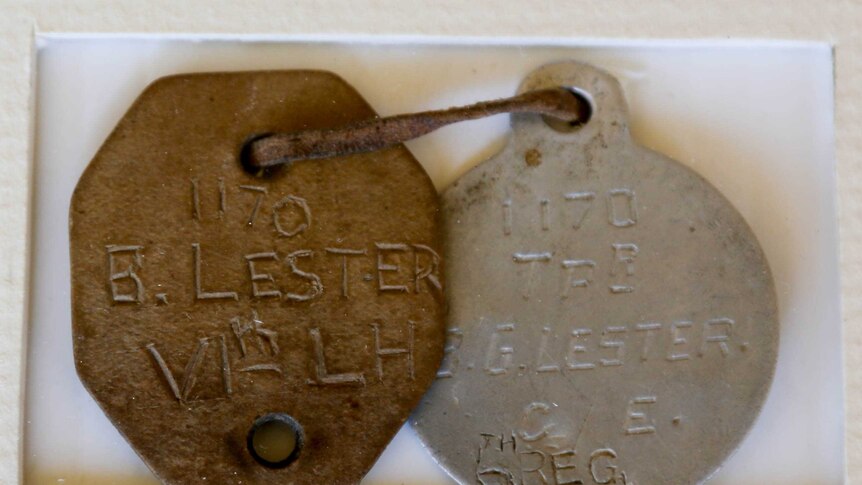 Beersheba veteran Bruce Lester's dog tags.