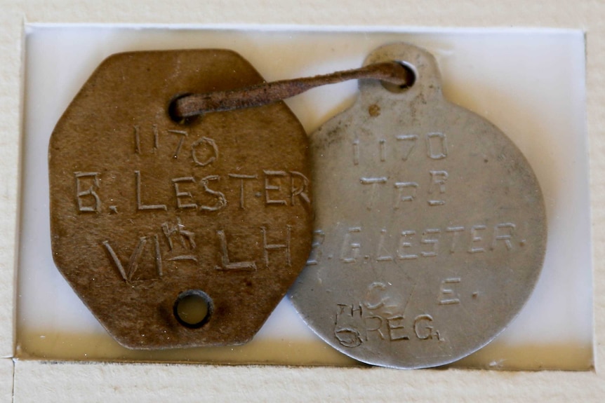 Beersheba veteran Bruce Lester's dog tags.