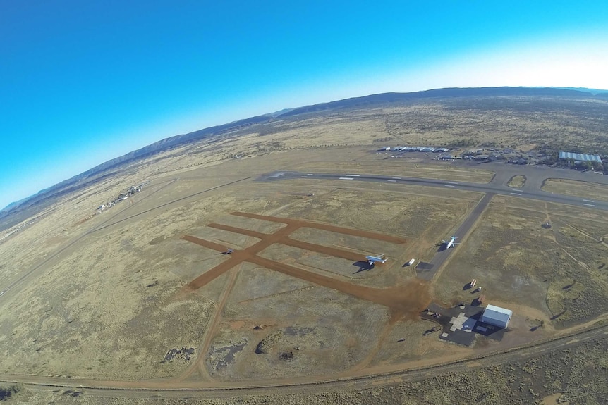 Aerial shot of the aircraft storage facility near Alice Springs.
