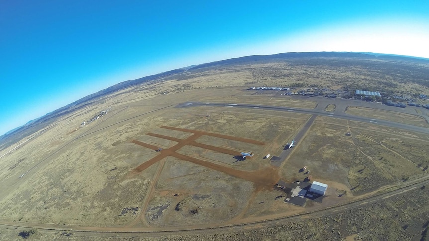 Aerial shot of the aircraft storage facility near Alice Springs.