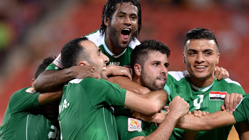 Iraq celebrates Kasim winner against Jordan