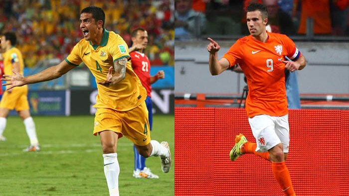 Composite of Tim Cahill and Robin van Persie