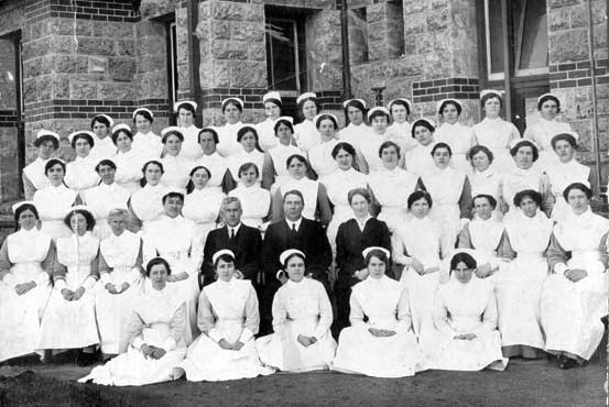 Nurses and staff at the Claremont Hospital for the Insane c1917