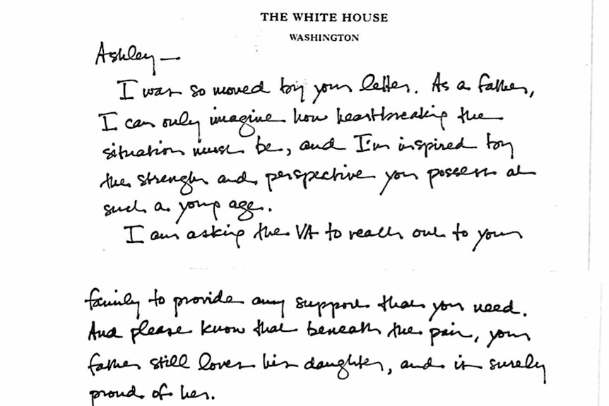 Handwritten letter from President Barack Obama to Ashley DeLeon.