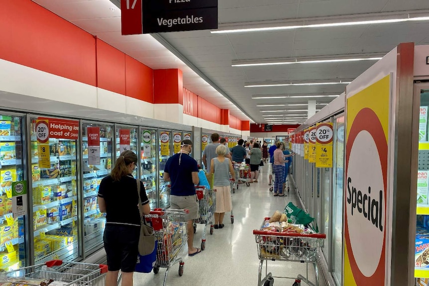 Queue at Coles in Greenslopes