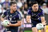 A composite image of two Melbourne Storm NRL players during the 2021 season.