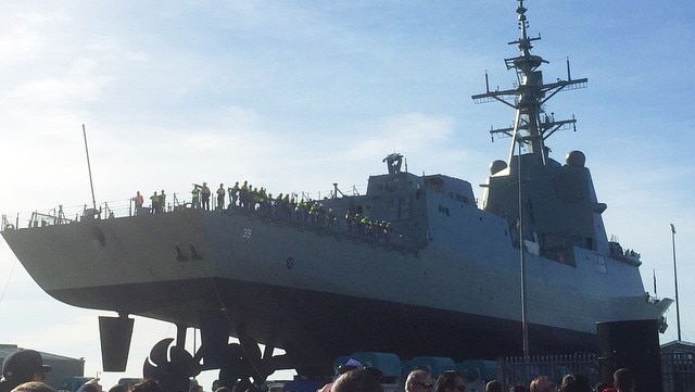 HMAS Hobart on launch day
