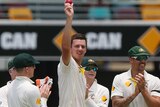 Josh Hazlewood celebrates his five-wicket haul