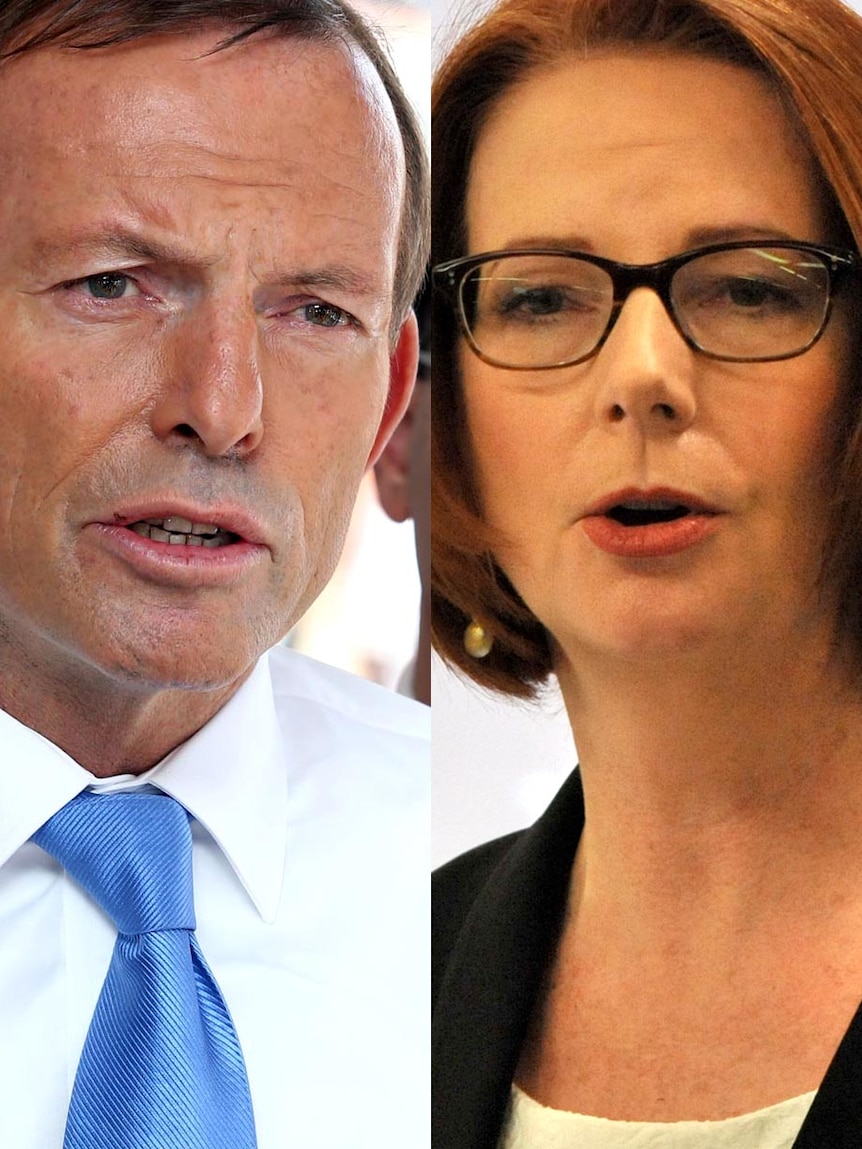 LtoR Tony Abbott and Julia Gillard.