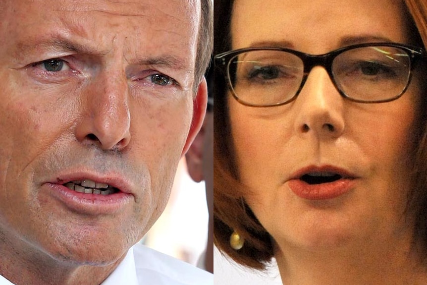 LtoR Tony Abbott and Julia Gillard.