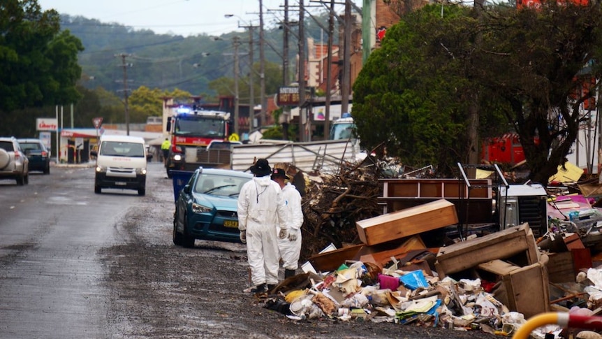 Piles of rubbish and wreckage from the Northern Rivers floods.