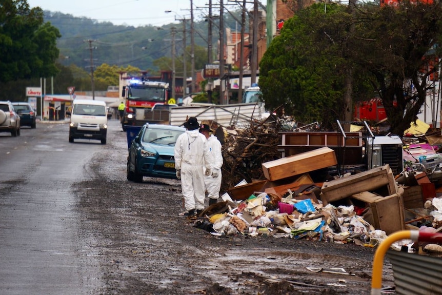 Piles of rubbish and wreckage from the Northern Rivers floods.