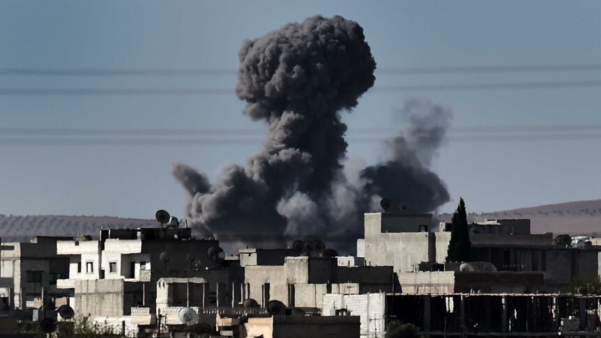 Smoke rising in Kobane