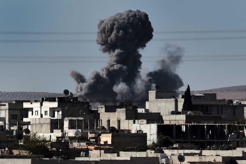 Smoke rising in Kobane