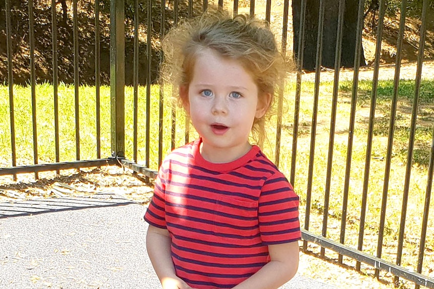 Missing four-year-old boy Thomas Bakyrey in a playground.