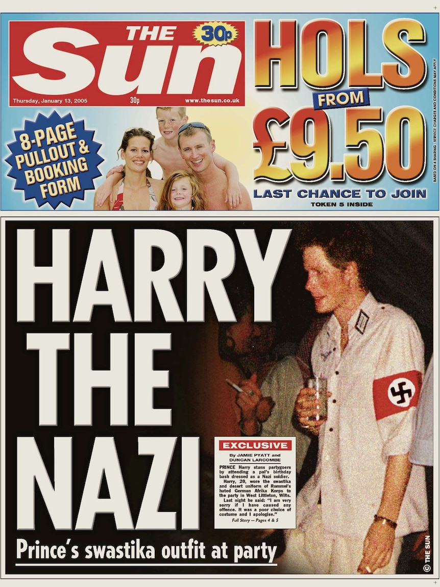 The Sun shows Prince Harry wearing Nazi uniform