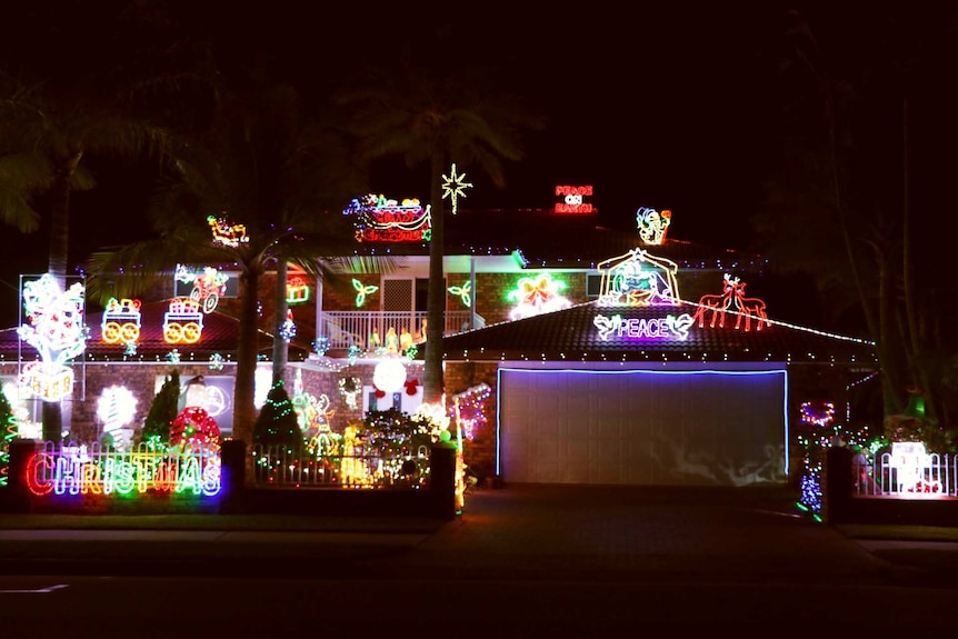 Christmas lights on a home.