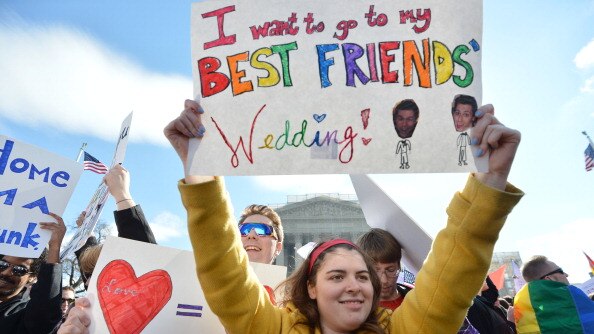 Same-sex marriage supporters protest scrutiny of rights (AFP/Getty Images: Jewel Samad)
