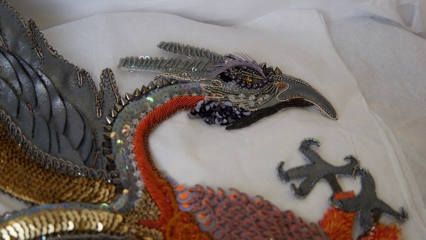 An embroidered phoenix.