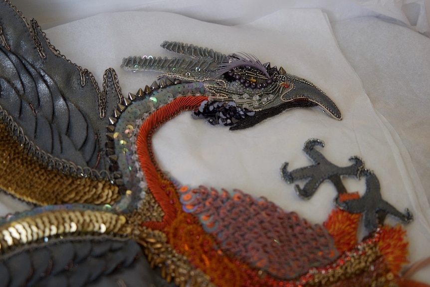 An embroidered phoenix.