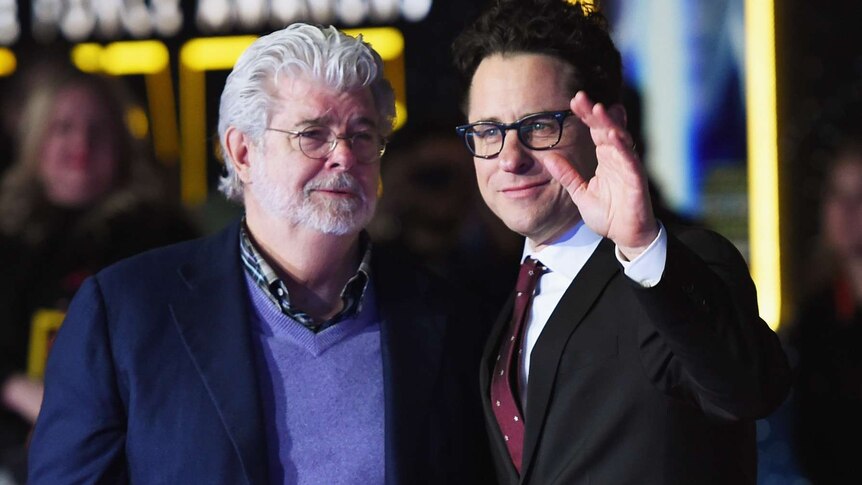 George Lucas and J.J. Abrams attend the premiere of Star Wars: The Force Awakens