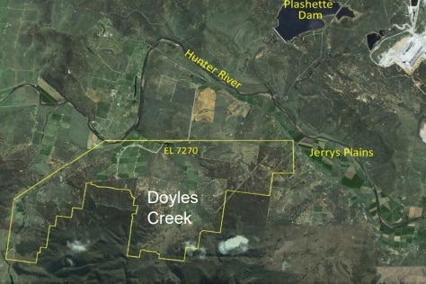 A map of a mining licence area in the Hunter Valley
