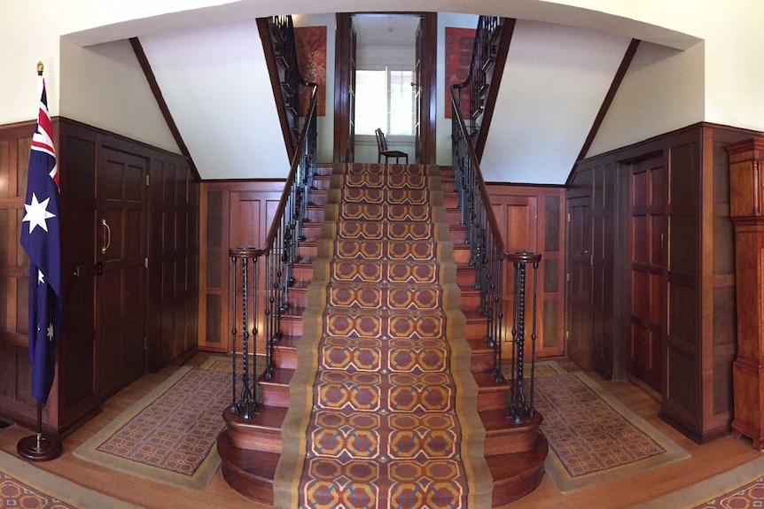 The foyer of the Lodge in Canberra.