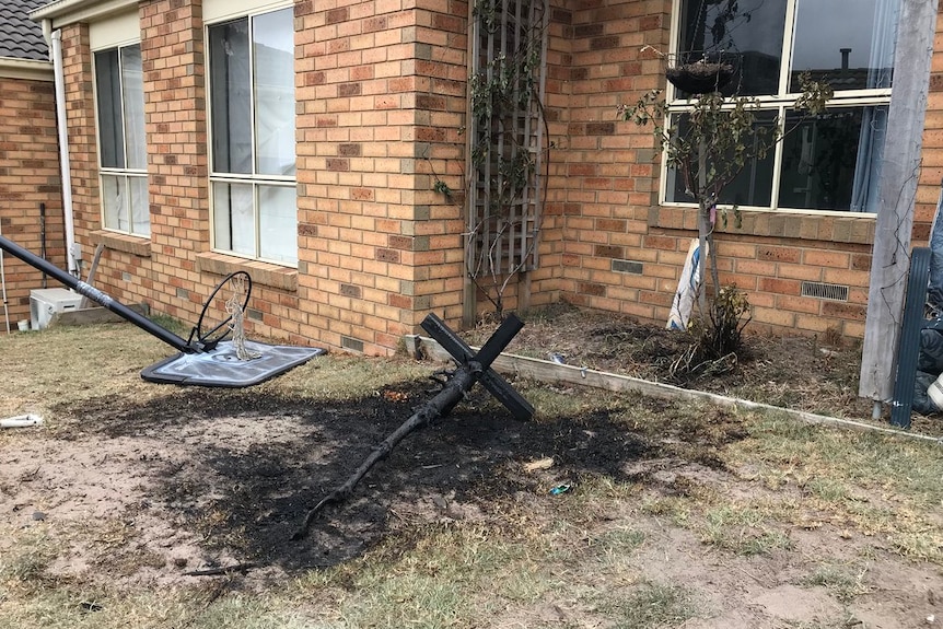 Fire damage very close to a house in Carrum Downs.