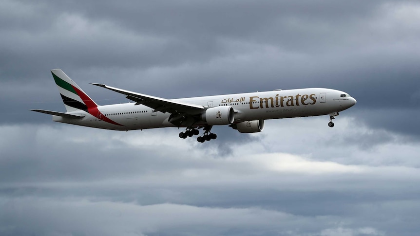 Emirates airliner in flight