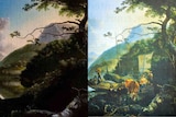 Sam Leach's Wynne Prize-winning landscape (left) and Adam Pynacker's 1660 painting