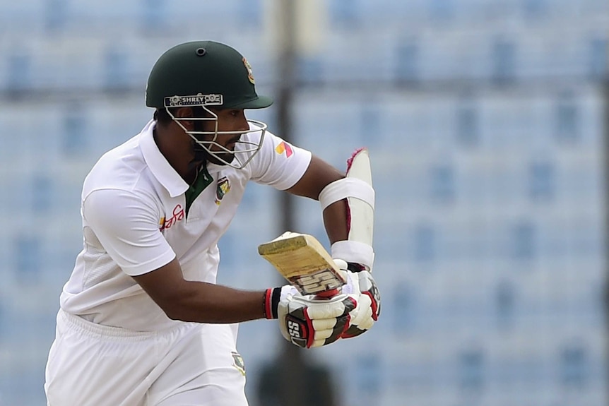 Litton Das bats on day three of the first Test against South Africa