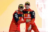 Sainz and Charles Leclerc on the podium after the Bahrain Grand Prix 2022