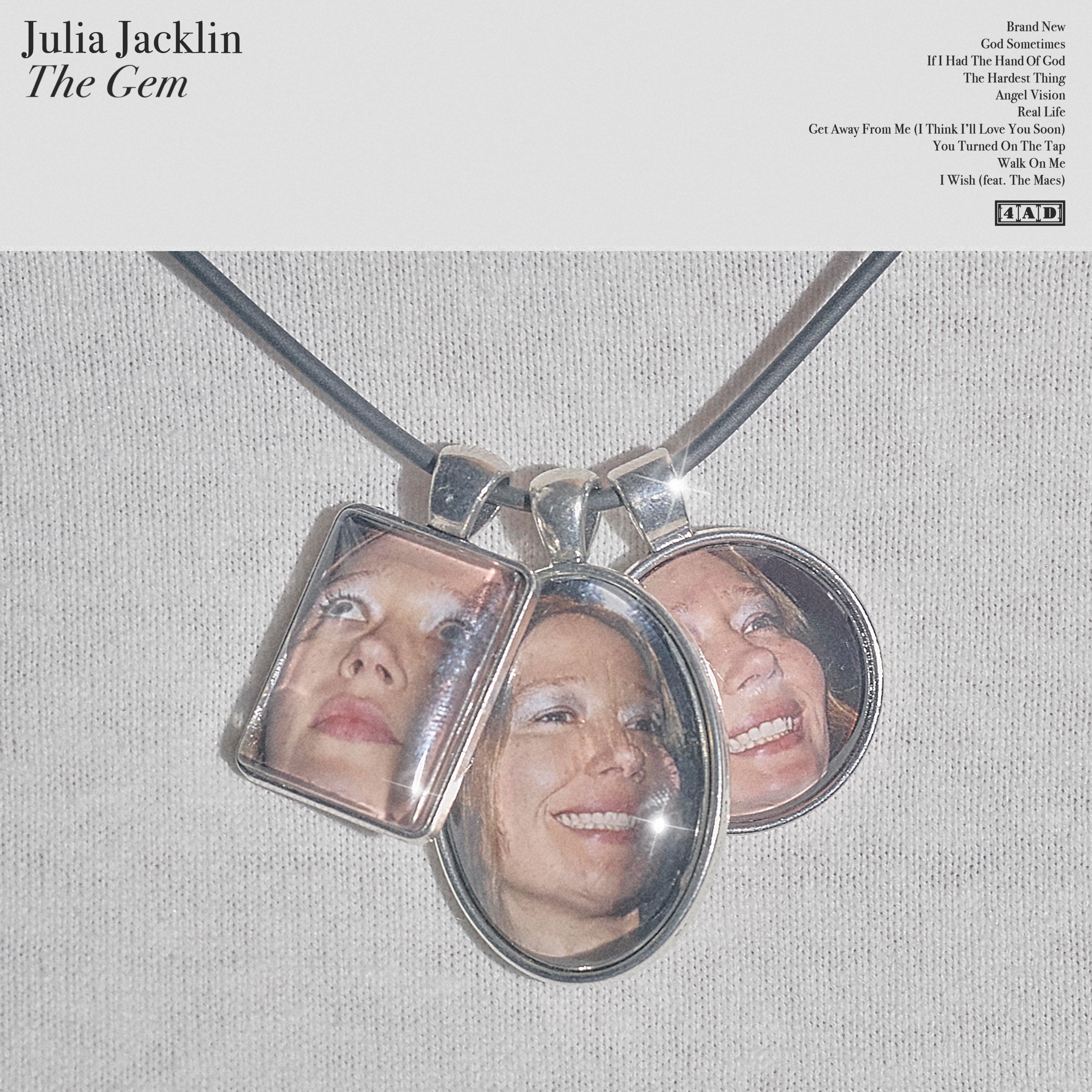 three photos of julia in 3 lockets on a sterling silver necklace on a white background