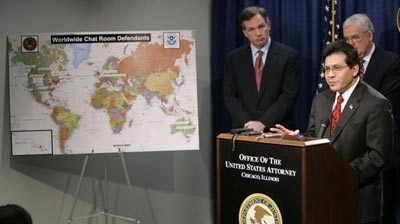 US Attorney-General Alberto Gonzales says Australians are among those charged in relation to an Internet child porn ring.