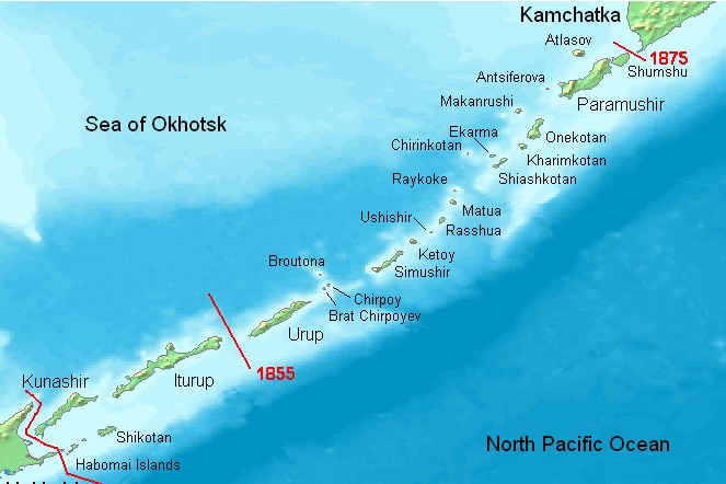 A map of the Kuril islands