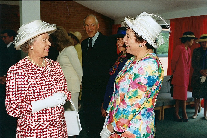 Dame Stephanie 'Steve' Shirley meeting the Queen