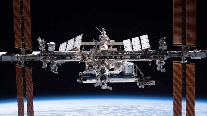  The international space station above Earth