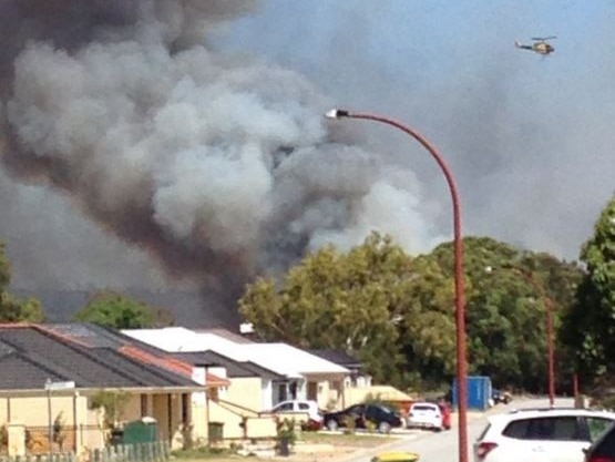 The Wattle Grove bushfire as seen from St John Road.