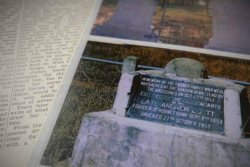 A photo of a memorial to a family massacred.