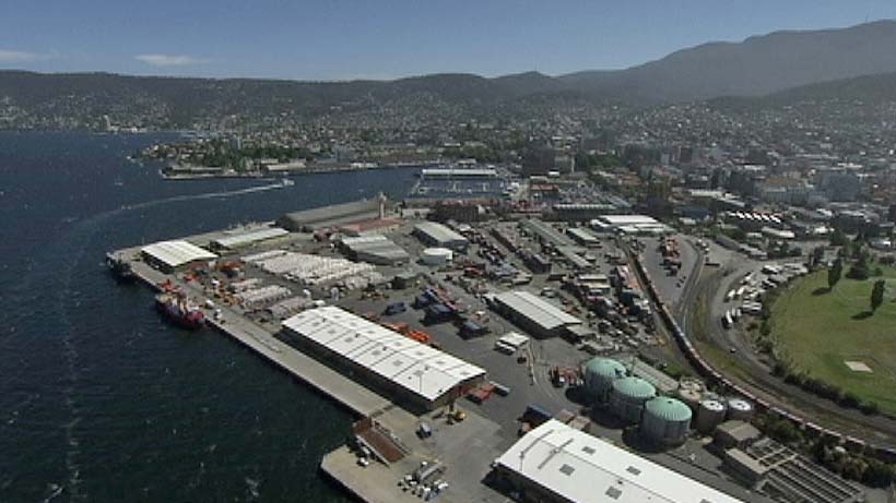 Aerial view of Macquarie Point in Hobart
